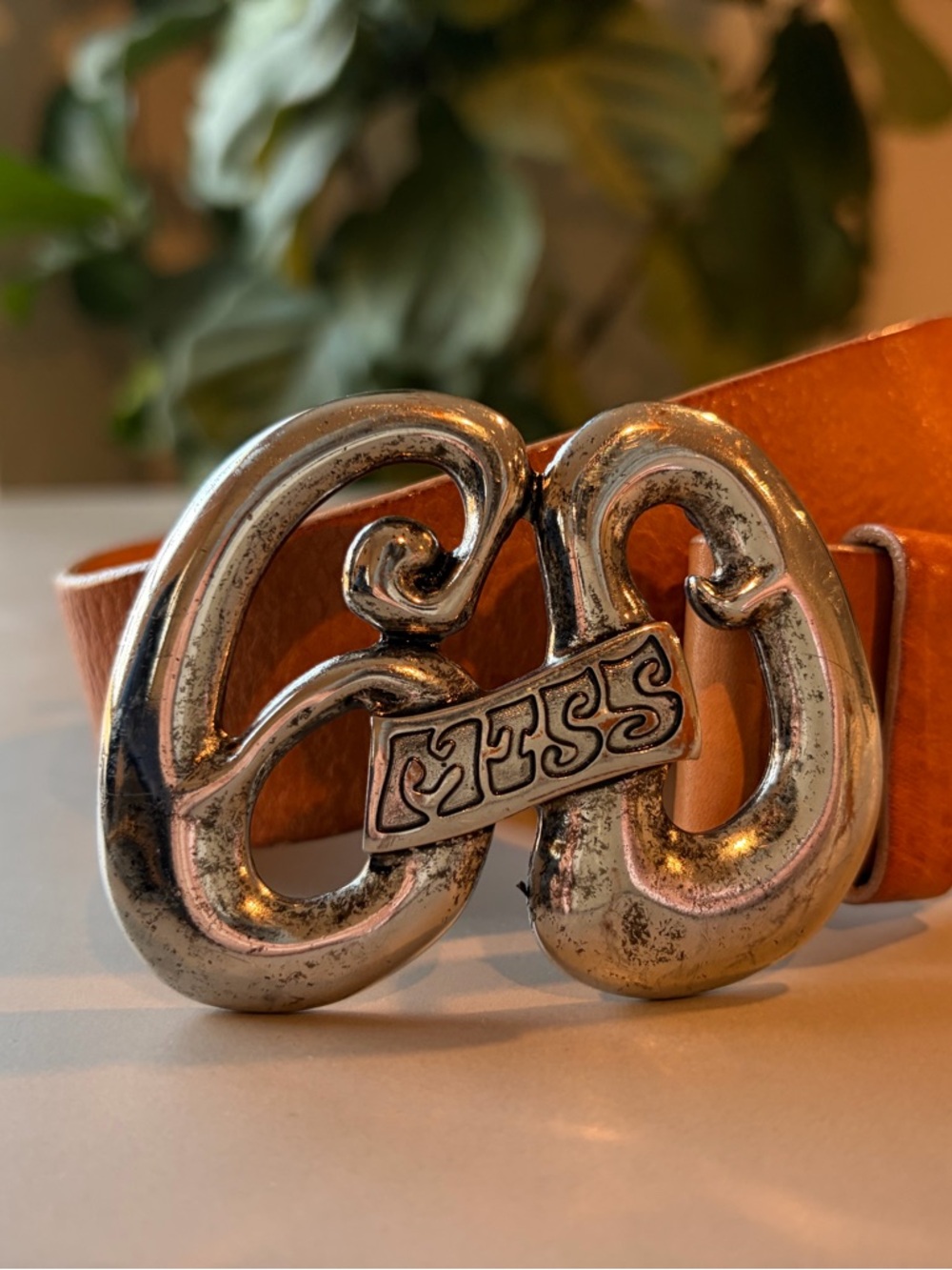 Miss Sixty Brown Leather Logo Belt